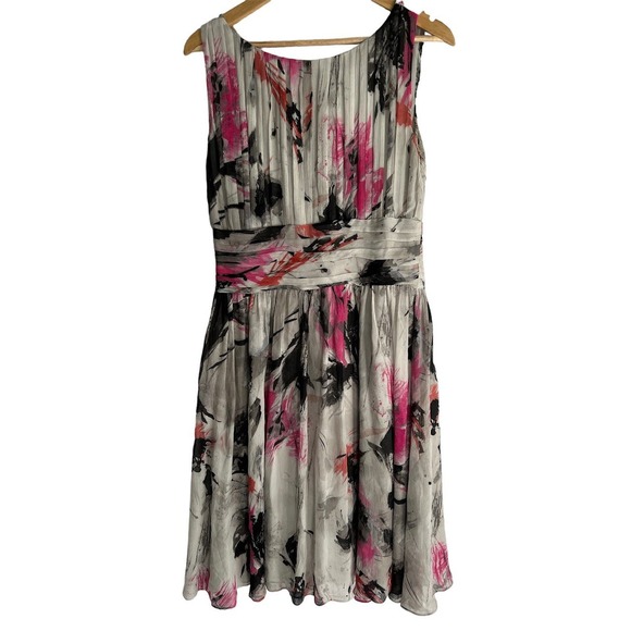 Spiegel Womens Size 10 100% Silk‎ V Neck Artzy Print Dress - Picture 2 of 5